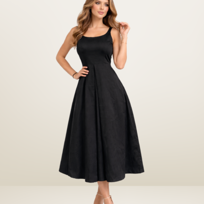 Black Aura – Elegant Sleeveless Midi Dress